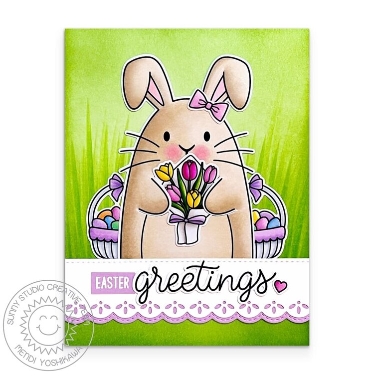 Sunny Studio Stamps Big Bunny Easter Card by Mendi Yoshikawa
