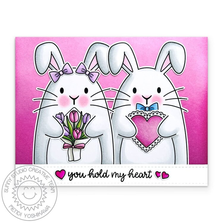 Sunny Studio Big Bunny Valentine&#039;s Day Card by Mendi Yoshikawa
