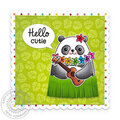 Sunny Studio Big Panda Hula Girl Summer Card by Mendi Yoshikawa