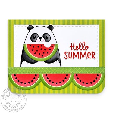 Sunny Studio Big Panda &amp; Juicy Watermelon Card by Mendi Yoshikawa