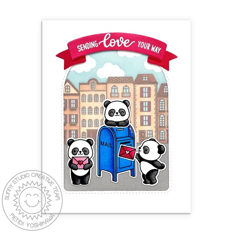 Sunny Studio Stamps Bighearted Bears Panda Card by Mendi Yoshikawa