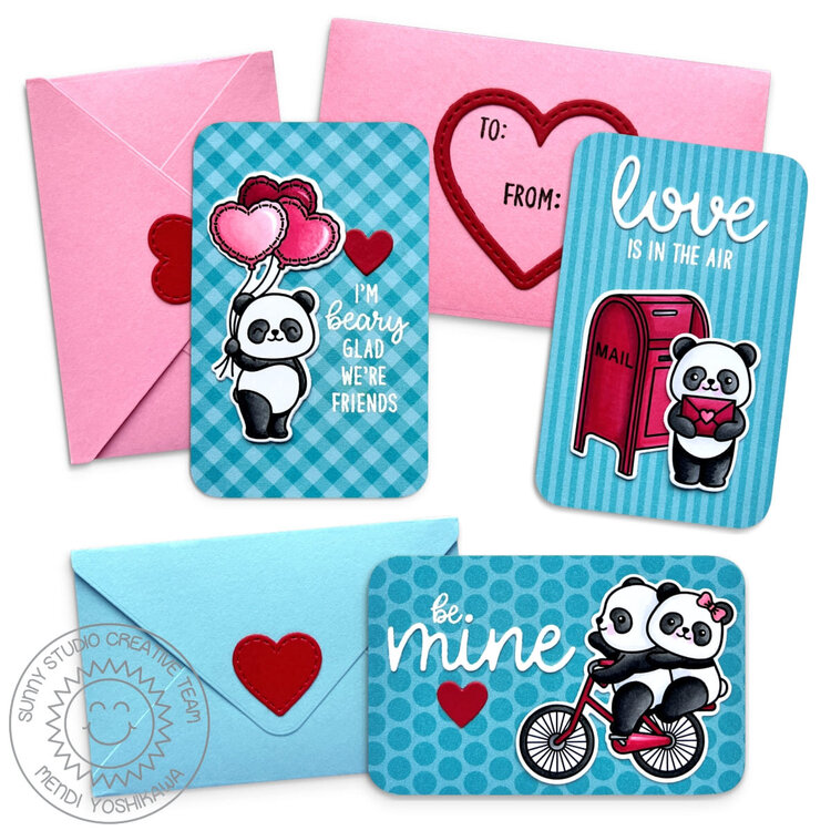 Sunny Studio Stamps Bighearted Bears Panda Gift Card Envelopes Valentines