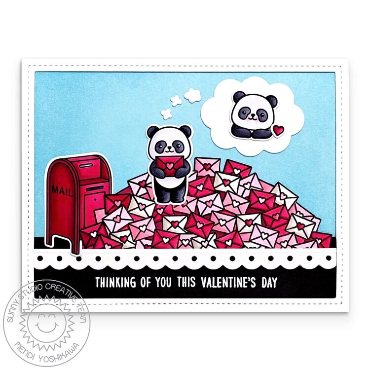 Sunny Studio Stamps Bighearted Bears Panda Valentine&#039;s Day Card