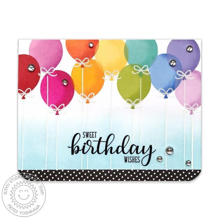 Sunny Studio Stamps Birthday Balloon Card by Mendi Yoshikawa