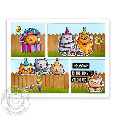 Sunny Studio Birthday Cat Comic Strip Birthday Card by Mendi Yoshikawa