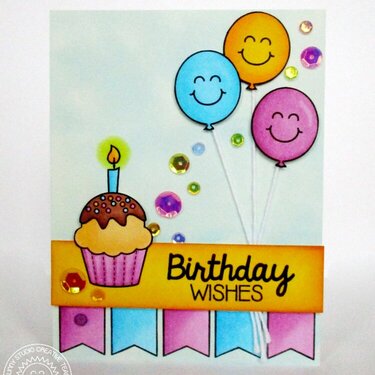 Sunny Studio Balloon Birthday Card by Mendi Yoshikawa