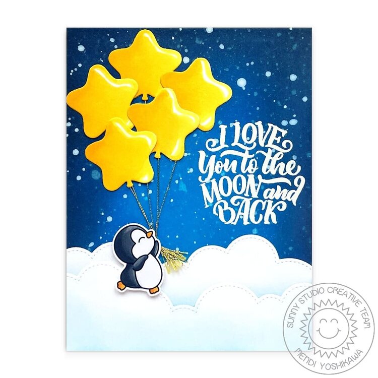 Sunny Studio Star Balloons Love Themed Card by Mendi Yoshikawa
