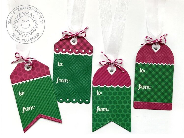Sunny Studio Stamps Build-A-Tag Christmas Gift Tag by Mendi Yoshikawa