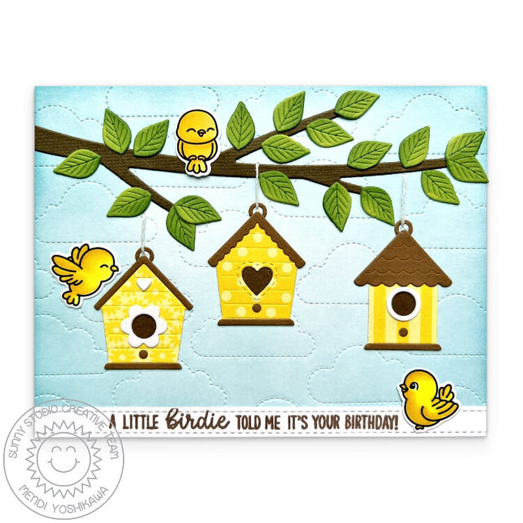 Sunny Studio Build-A-Birdhouse Card by Mendi Yoshikawa