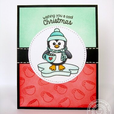 Sunny Studio Bundled Up Penguin Card by Mendi Yoshikawa