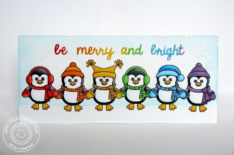 Sunny Studio Bundled Up Penguin Card by Mendi Yoshikawa