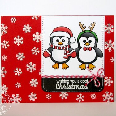 Sunny Studio Bundled Up Penguin Card by Mendi Yoshikawa