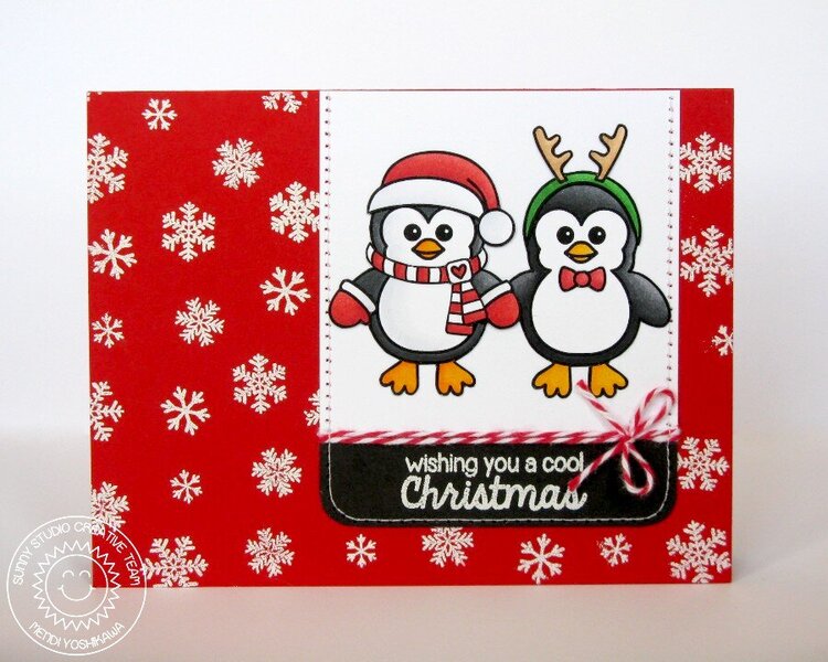 Sunny Studio Bundled Up Penguin Card by Mendi Yoshikawa