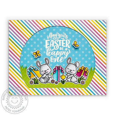 Sunny Studio Bunnyville Easter Bunny Card by Mendi Yoshikawa