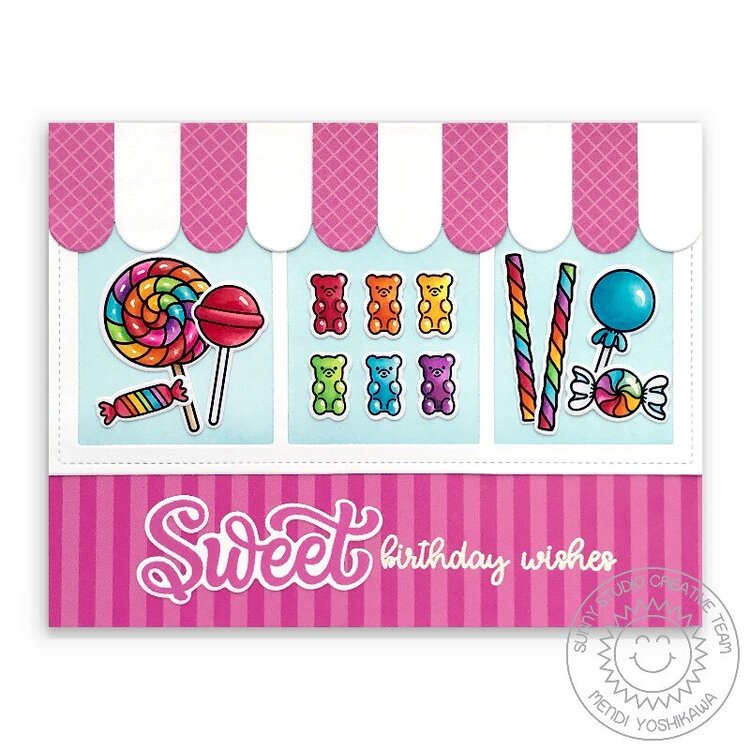Sunny Studio Candy Shoppe Card by Mendi Yoshikawa