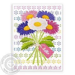 Sunny Studio Cheerful Daisy Spring Card by Mendi Yoshikawa