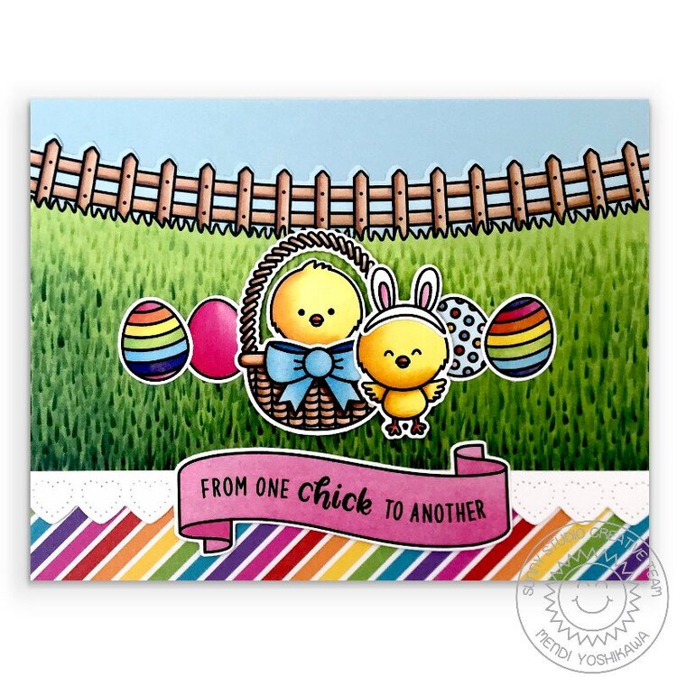 Sunny Studio Chickie Baby Easter Card by Mendi Yoshikawa