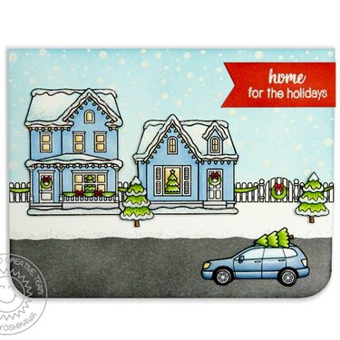 Sunny Studio Christmas Home Card by Mendi Yoshikawa