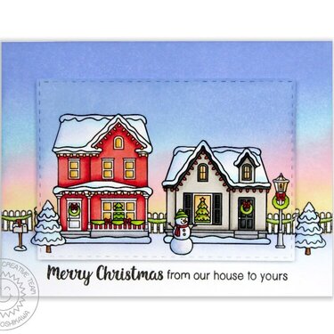 Sunny Studio Christmas Home Card by Mendi Yoshikawa