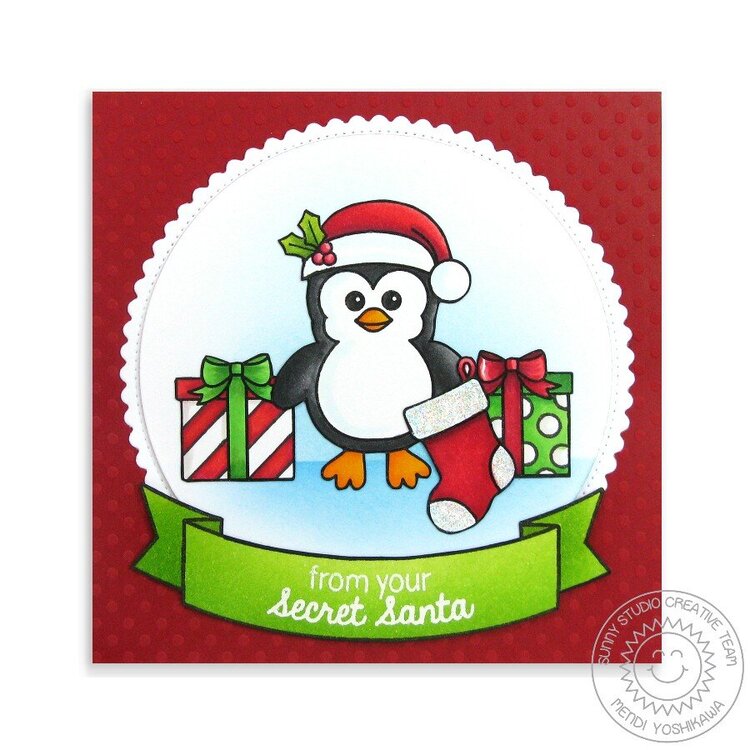 Christmas Icons Penguin Christmas Card by Mendi
