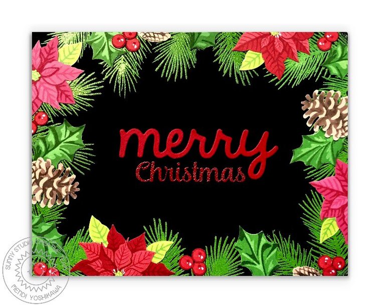 Sunny Studio Stamps Christmas Trimmings Holiday Card by Mendi Yoshikawa