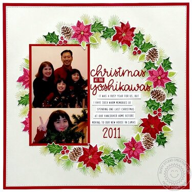 Sunny Studio Stamps Christmas Trimmings Scrapbook Layout by Mendi Yoshikawa