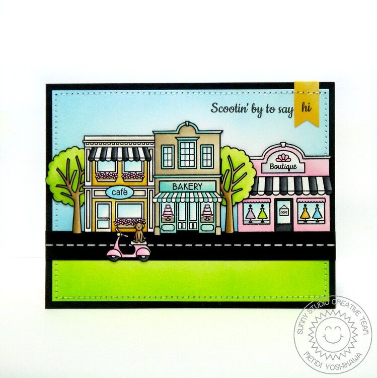 Sunny Studio Stamps City Streets Card by Mendi Yoshikawa