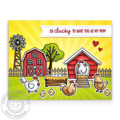 Sunny Studio Clucky Chickens Mother's Day Card by Mendi Yoshikawa
