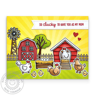 Sunny Studio Clucky Chickens Mother&#039;s Day Card by Mendi Yoshikawa