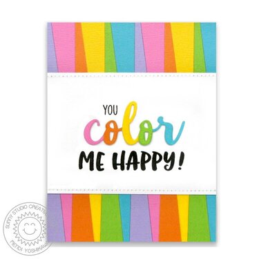 Sunny Studio Color Me Happy Striped Card by Mendi Yoshikawa