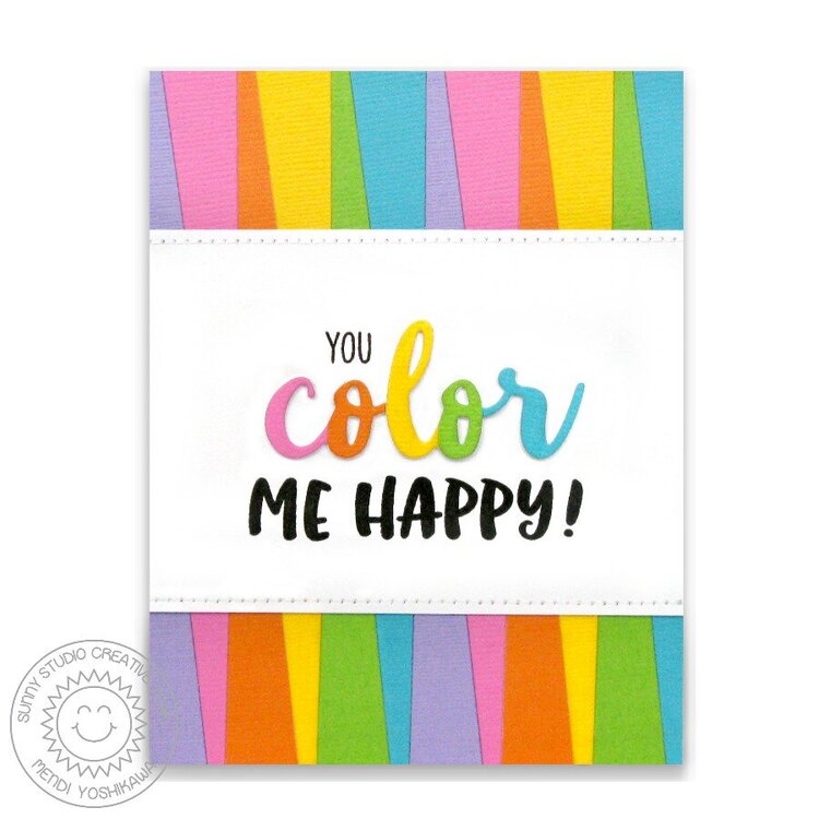 Sunny Studio Color Me Happy Striped Card by Mendi Yoshikawa