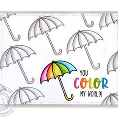 Sunny Studio Color My World Rainbow Umbrella Card by Mendi Yoshikawa