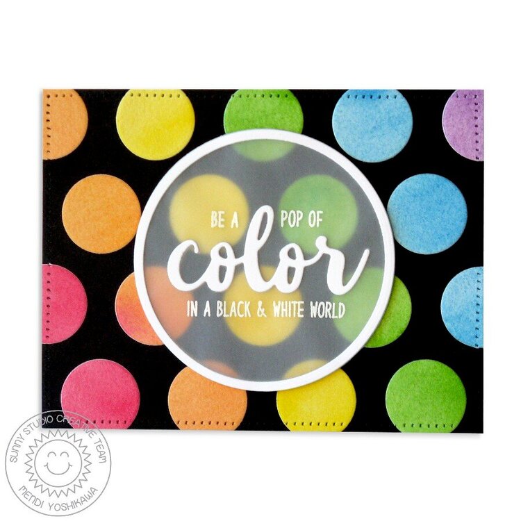 Sunny Studio Pop of Color Polka-dot Card by Mendi Yoshikawa