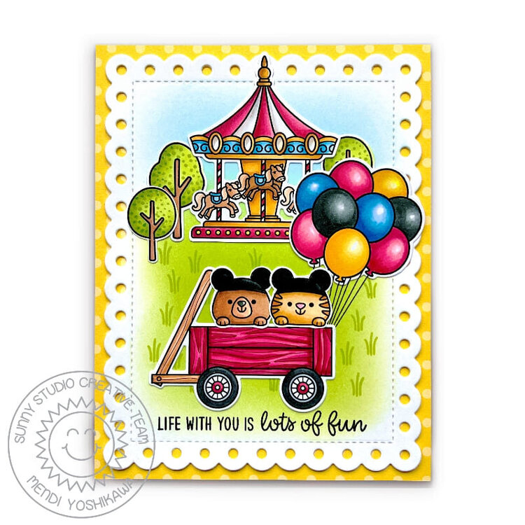 Sunny Studio Country Carnival Card by Mendi Yoshikawa