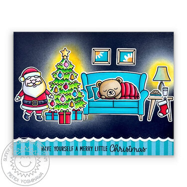 Sunny Studio Santa Claus Christmas Scene Card by Mendi Yoshikawa