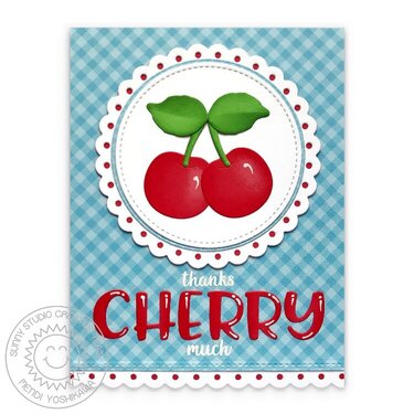 Sunny Studio Punny Cherry Card by Mendi Yoshikawa