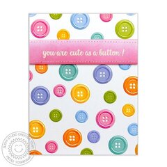 Sunny Studio Cute As A Button Card by Mendi Yoshikawa