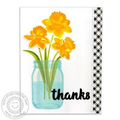 Sunny Studio Daffodil Dreams Card by Mendi Yoshikawa