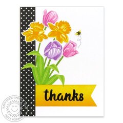 Sunny Studio Tulips & Daffodil Thank You Card by Mendi Yoshikawa