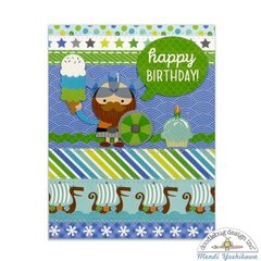 Doodlebug Dragon Tails Viking Birthday Card by Mendi Yoshikawa