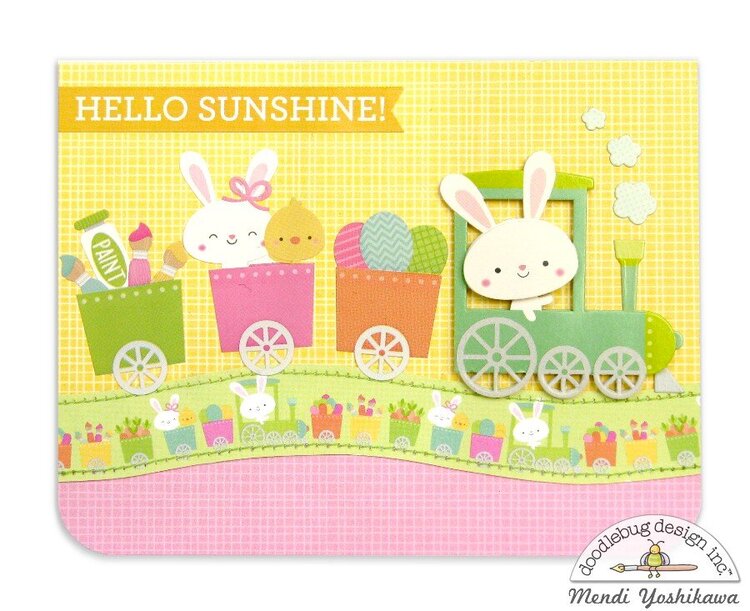 Doodlebug Easter Express Bunny Train Card by Mendi Yoshikawa