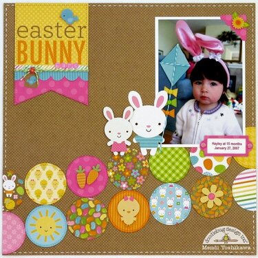 Doodlebug Easter Parade Bunny layout by Mendi Yoshikawa