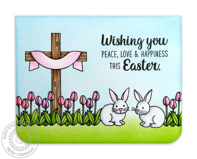 Sunny Studio Easter Wishes Card by Mendi Yoshikawa