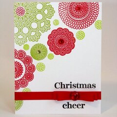 A Waltzing Mouse Doily Christmas Card by Mendi Yoshikawa