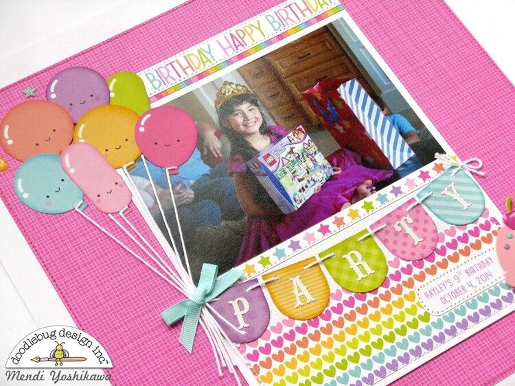 Doodlebug Fairy Tales Girls Birthday Scrapbook Layout by Mendi Yoshikawa