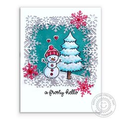 Sunny Studio Feeling Frosty Holiday Snowman Card by Mendi Yoshikawa