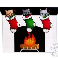Sunny Studio Fireplace Christmas Card by Mendi Yoshikawa