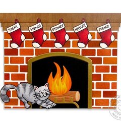 Sunny Studio Fireplace Christmas Card by Mendi Yoshikawa