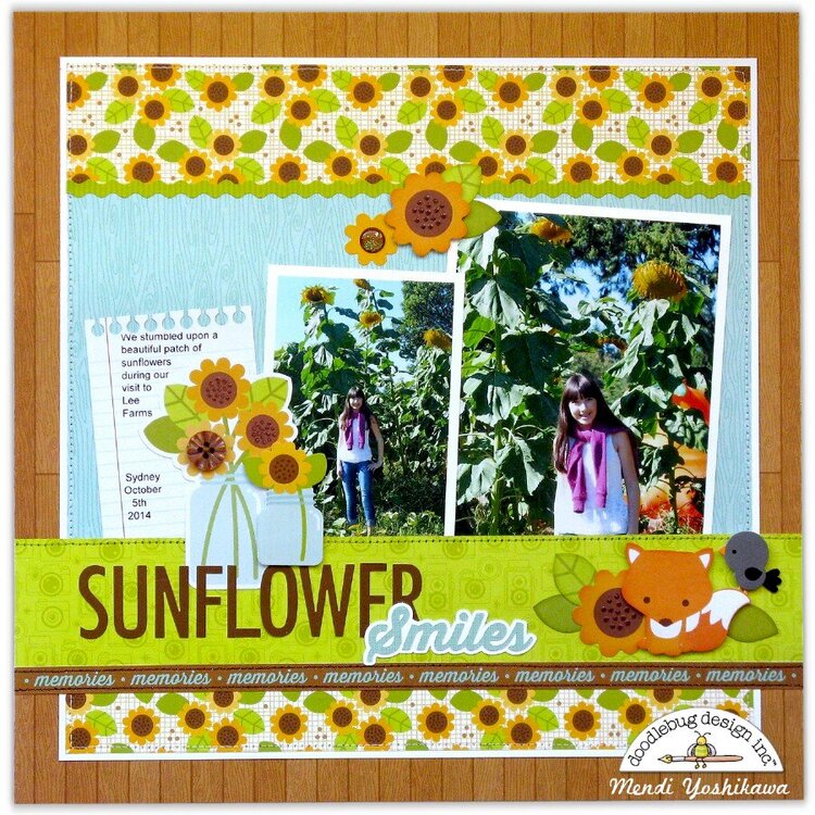 Doodlebug Flea Market Sunflower Layout by Mendi Yoshikawa