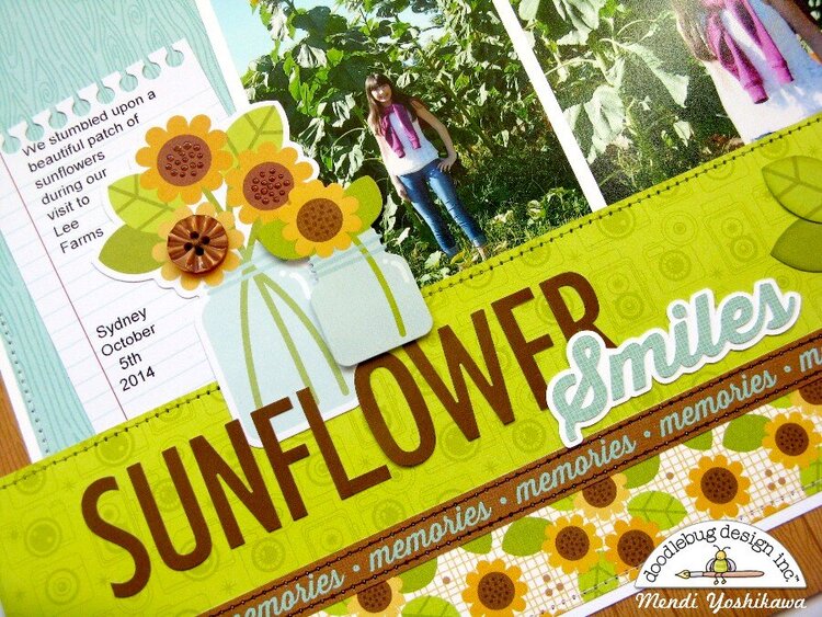 Doodlebug Flea Market Sunflower Layout by Mendi Yoshikawa